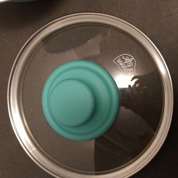 EUC. Greenlife 1.5 qt pot with lid in a turquoise blue. - Picture 6 of 9